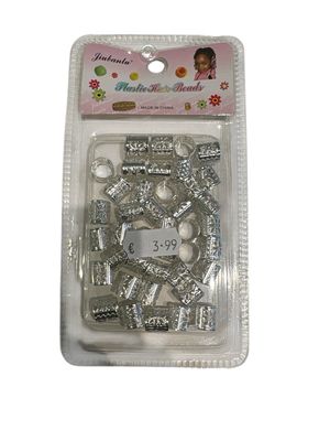 Jiubantu Plastic Hair Beads Zilver