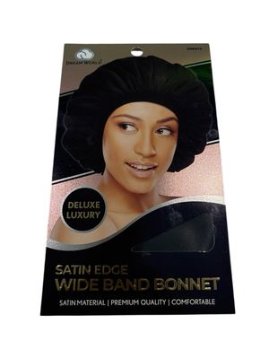 DREAM WORLD SATIN EDGE WIDE BAND BONNET COLOR dre 073 Black DREAM WORLD SATIN EDGE WIDE BAND BONNET COLOR dre 073 Black