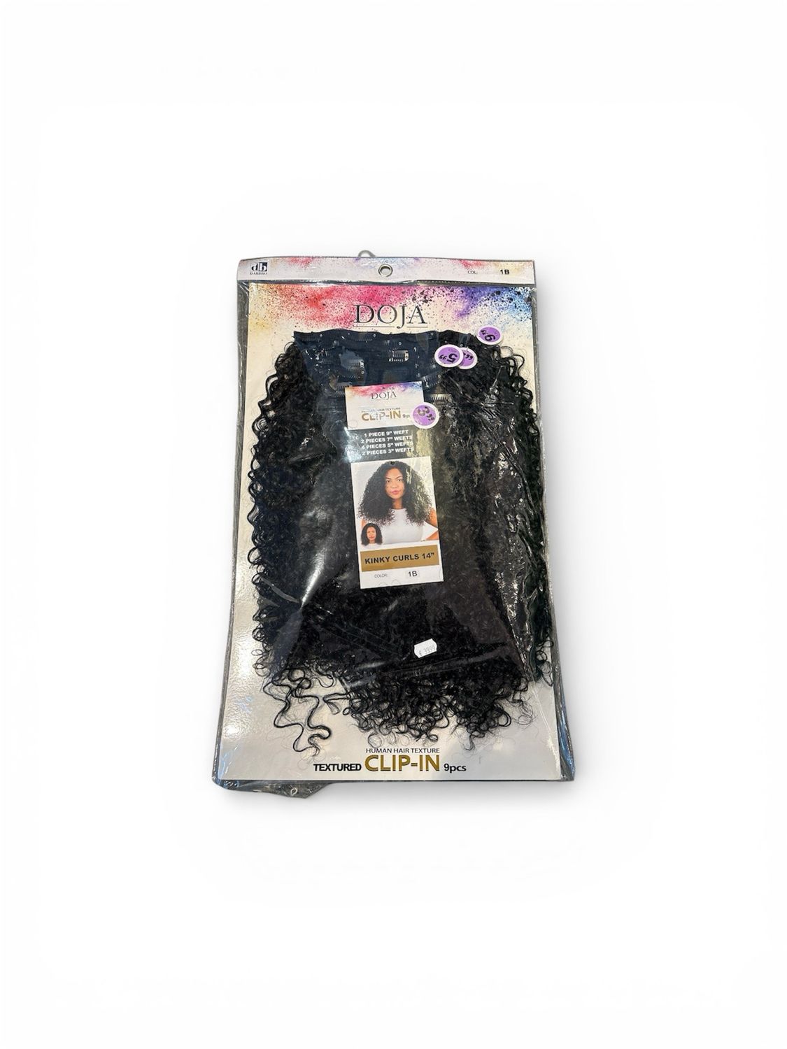 Doja Human Hair Texture Clip-In Kinky Curls 14” Color 1B
