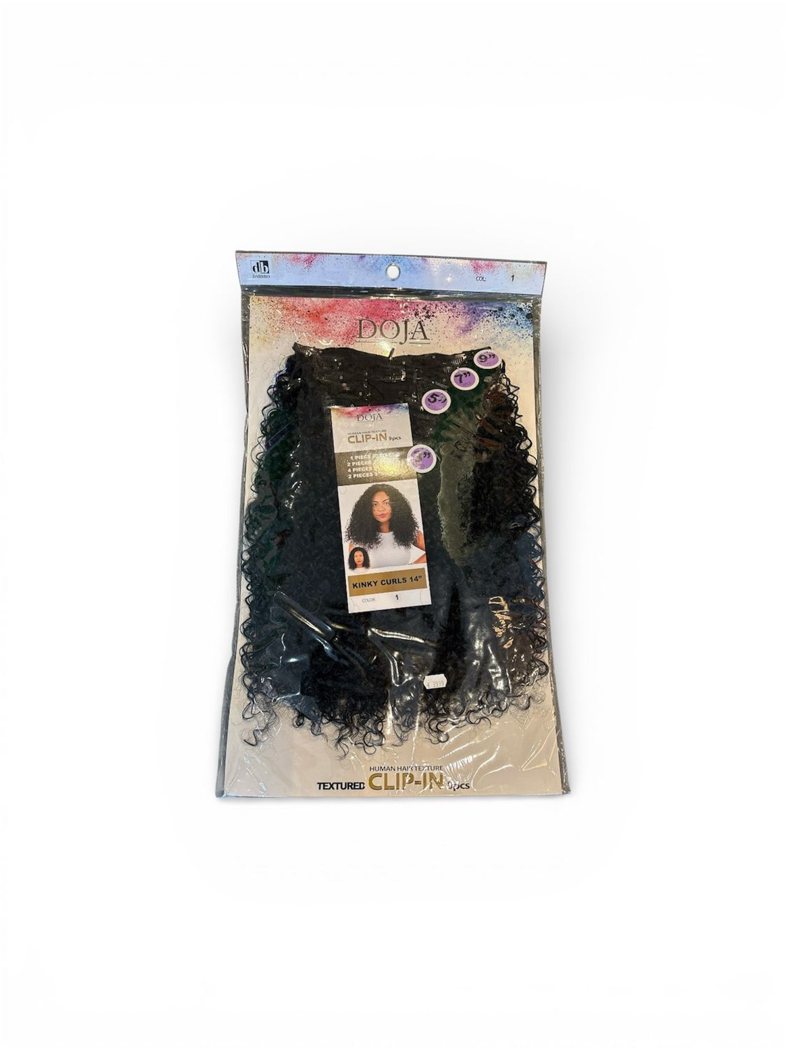 Doja Human Hair Texture Clip-In Kinky Curls 14” Color 1 