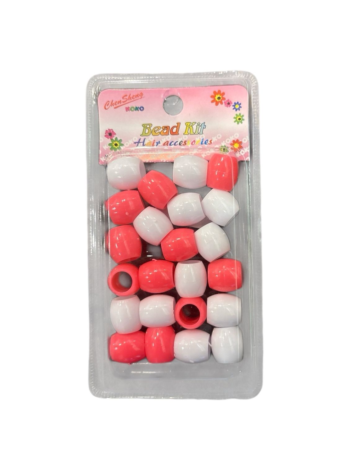 Chen sheng Koko bead kit hairaccessories grote kralen roze/ wit 