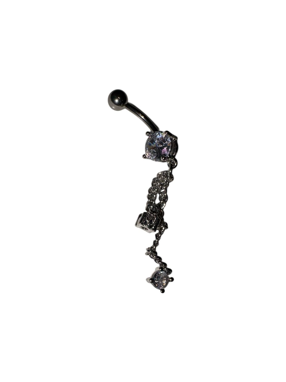 Navelpiercing grote kristal met hanger 