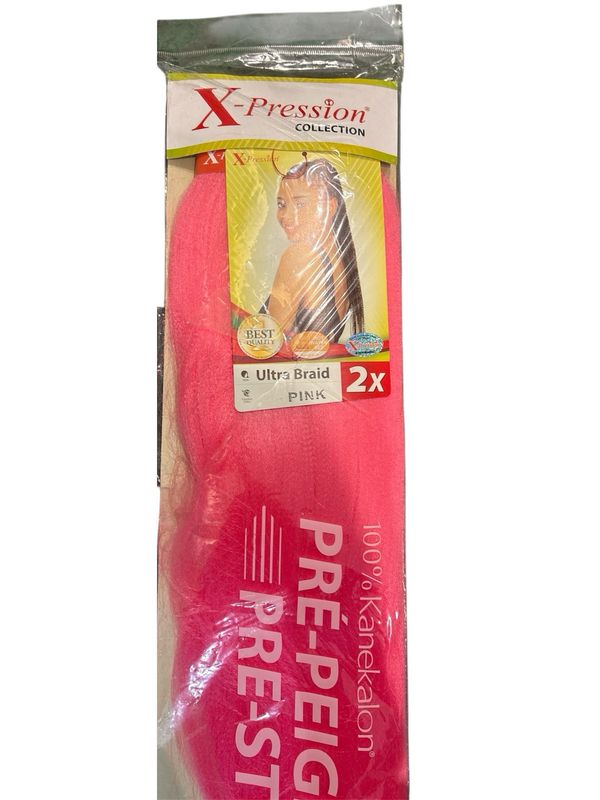 X-Pression Ultra Braid Color Pink Pre-Stretched 