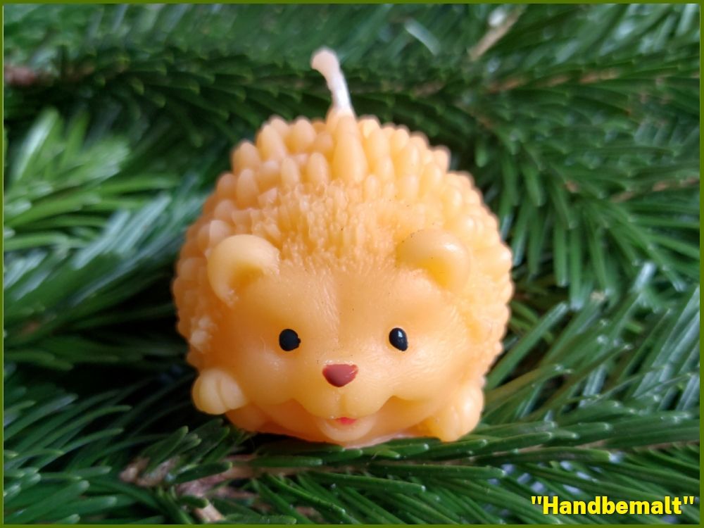 Bienenwachskerze "Igelchen" Handbemalt