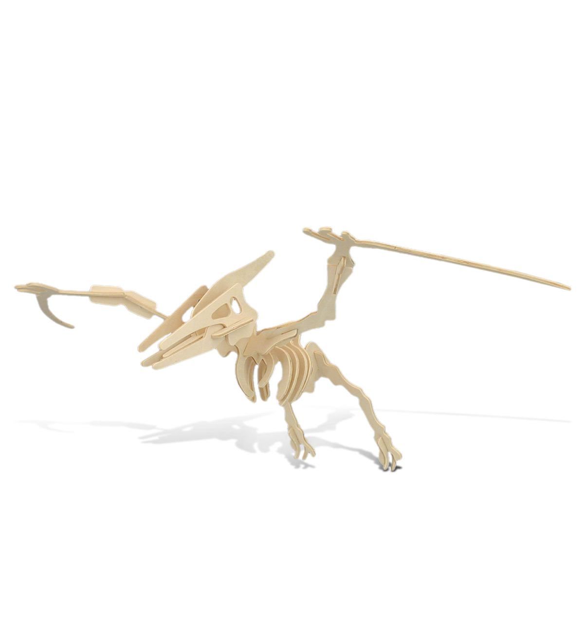 A wooden 3D model of a Pteranodon skeleton