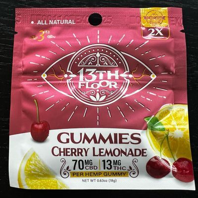 13th Floor Cherry Lemonade 13mg THC/ 70mg CBD Per Gummy  3 Pack