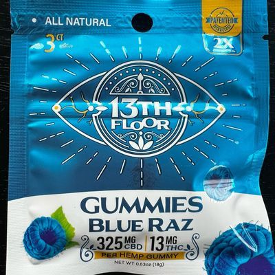 13th Floor Blue Raz 13mg THC/ 325mg CBD Per Gummy 3 Pack