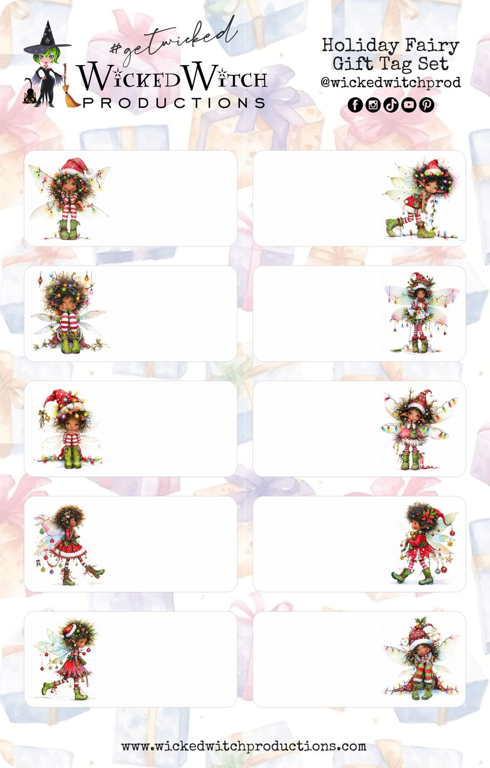 Holiday Fairy Gift Tag Stickers