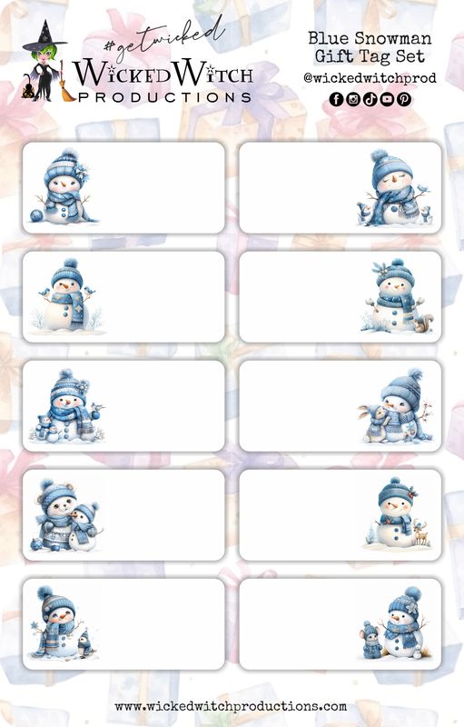 Blue Snowman Gift Tag Stickers Blue Snowman Gift Tag Stickers