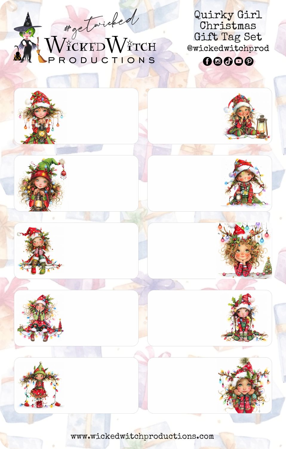 Quirky Girl Gift Tag Stickers