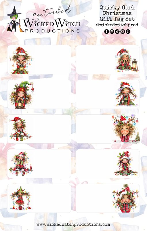 Quirky Girl Gift Tag Stickers Quirky Girl Gift Tag Stickers
