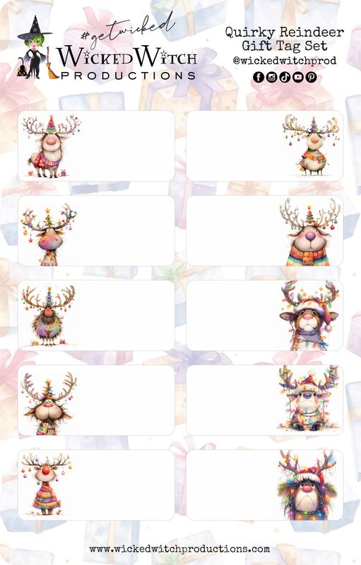 Quirky Reindeer Gift Tag Stickers Quirky Reindeer Gift Tag Stickers