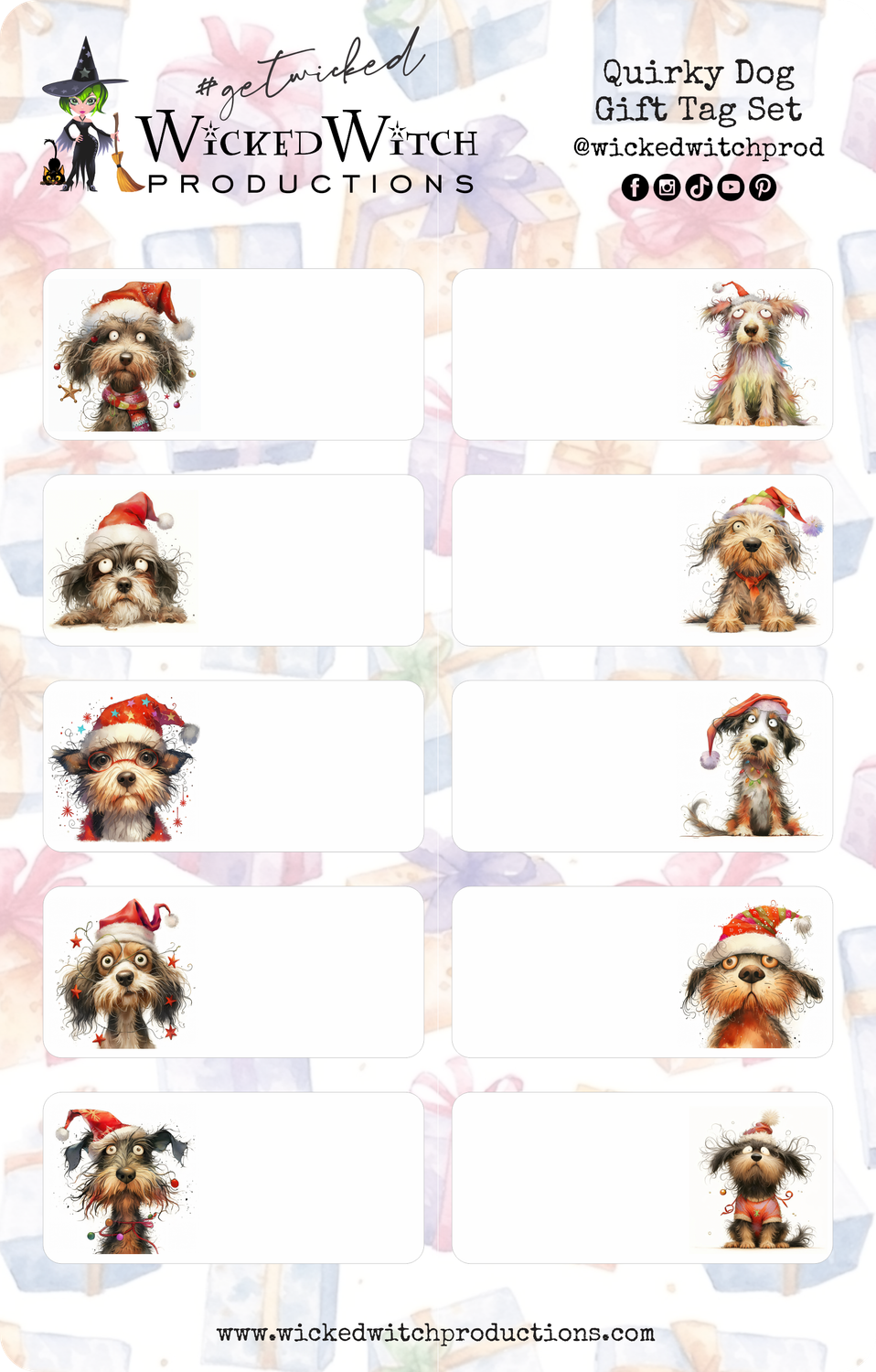 Quirky Dog Gift Tag Stickers
