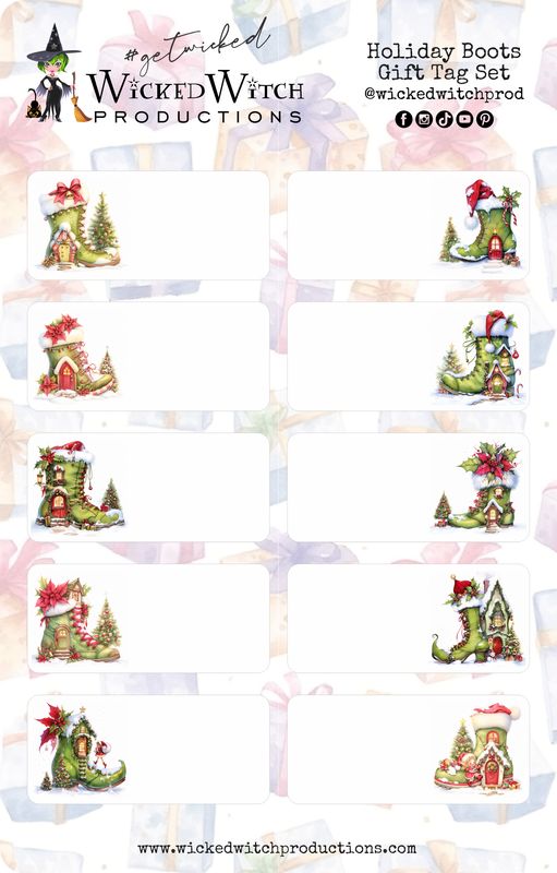 Holiday Boots Gift Tag Stickers Holiday Boots Gift Tag Stickers