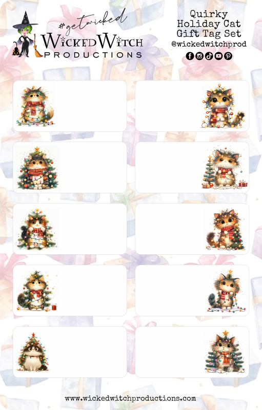 Quirky Festive Cat Gift Tag Stickers Quirky Festive Cat Gift Tag Stickers