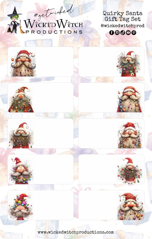 Quirky Santa Gift Tag Stickers Quirky Santa Gift Tag Stickers