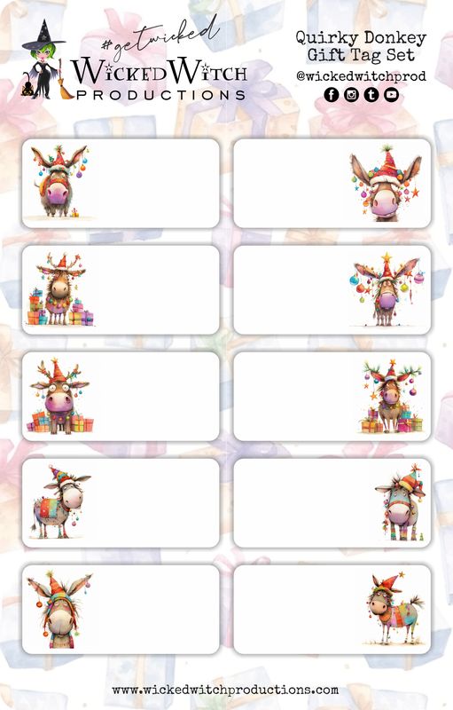 Quirky Christmas Donkey Gift Tag Stickers Quirky Christmas Donkey Gift Tag Stickers
