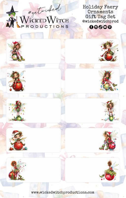 Holiday Fairy Ornament Gift Tag Stickers Holiday Fairy Ornament Gift Tag Stickers
