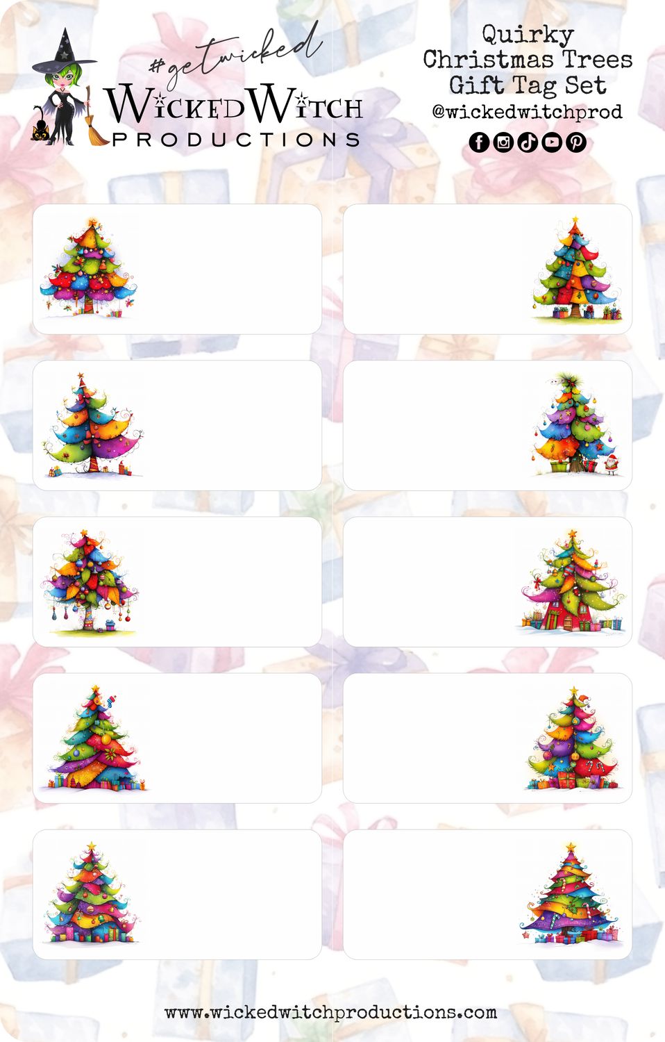 Quirky Christmas Tree Gift Tag Stickers