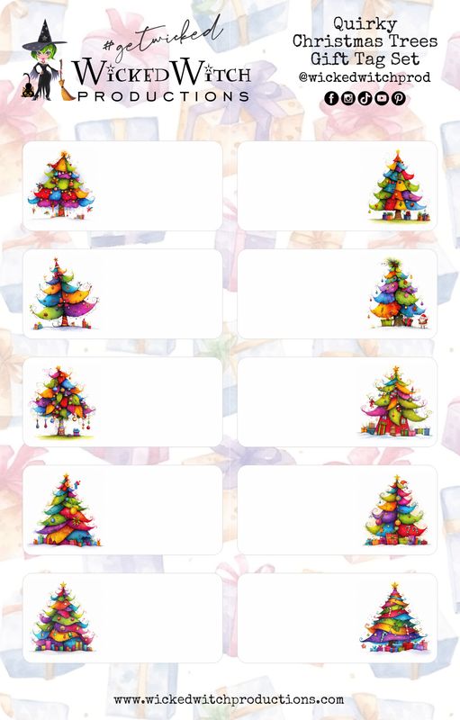 Quirky Christmas Tree Gift Tag Stickers Quirky Christmas Tree Gift Tag Stickers