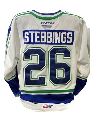 2021/22 Carter Stebbings Authentic Game Worn White Jersey