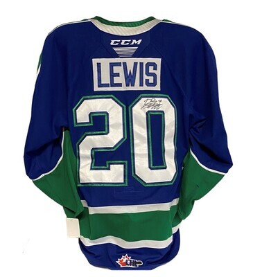 2022/23 Braeden Lewis Authentic Game Worn Blue Jersey 2022/23 Braeden Lewis Authentic Game Worn Blue Jersey