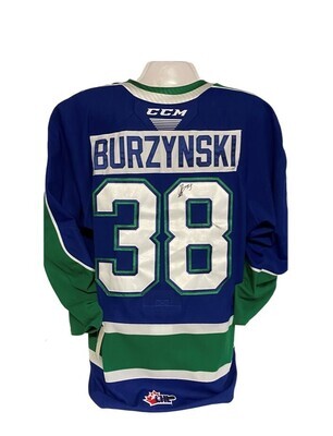 2022/23 Grayson Burzynski Authentic Game Worn Blue Jersey