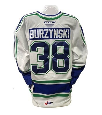 2022/23 Grayson Burzynski Authentic Game Worn White Jersey