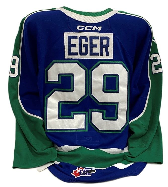 Van Eger 2023-24 Game Worn Blue Jersey