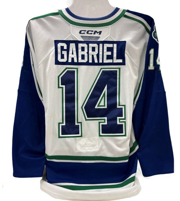Connor Gabriel 2024-25 Game Worn White Jersey Connor Gabriel 2024-25 Game Worn White Jersey