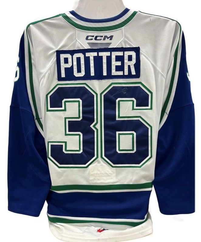 Caleb Potter 2024-25 Game Worn White Jersey Caleb Potter 2024-25 Game Worn White Jersey