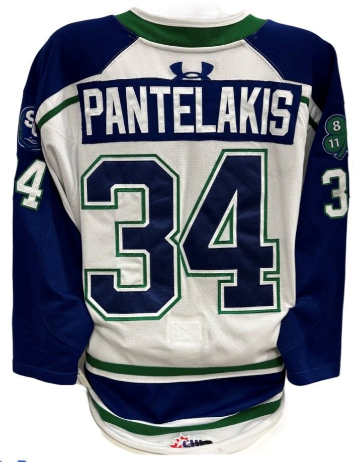 2025-26 Zach Pantelakis Game Worn White Jersey 2025-26 Zach Pantelakis Game Worn White Jersey