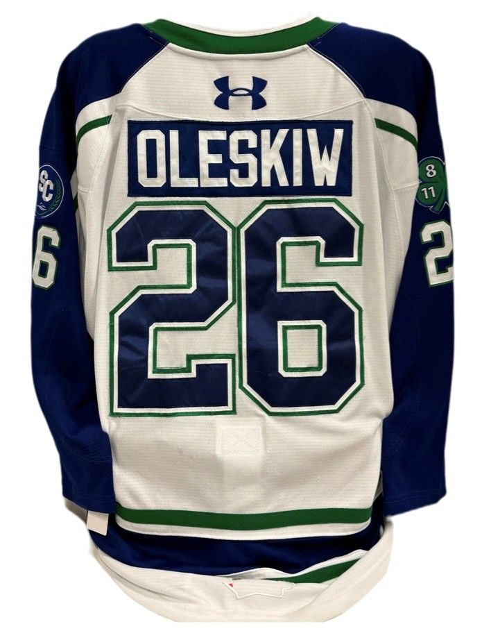 2025-26 Jayden Oleskiw Game Worn White Jersey 2025-26 Jayden Oleskiw Game Worn White Jersey