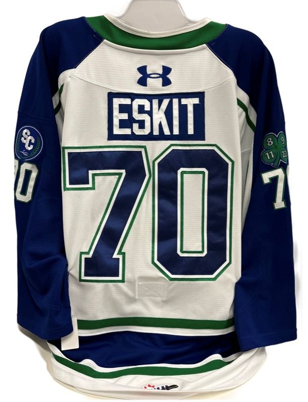 2025-26 Aiden Eskit Game Worn White Jersey 2025-26 Aiden Eskit Game Worn White Jersey
