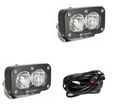 S2 SPORT BLACK LED AUXILIARY LIGHT POD PAIR DRIVING/ COMBO- UNIVERSAL