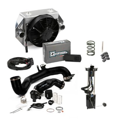 RPM 17-19 X3 120HP to 205HP COMPLETE Upgrade Kit X3 Big Core Intercooler Kit + TUNER, Color: Black, Fan style: Standard