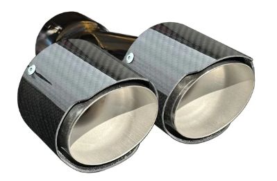 RPM Maverick R Carbon / Colored Dual Exhaust Tips, Cover Color: Gloss Carbon, Tip Color: Stainless