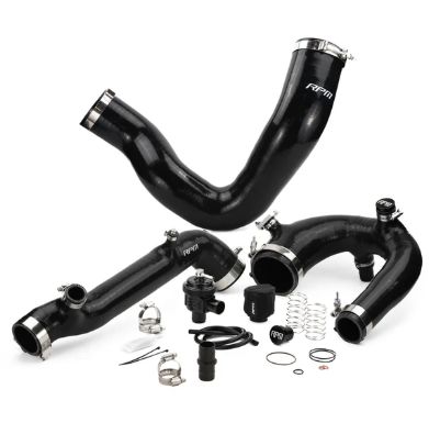 RPM Polaris RZR Turbo R &amp; PRO XP/S Turbo Silicone Intake J-Tube, Charge Tube W/ BOV, &amp; Intake Tube KIT, Color: Black