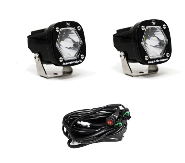 S1 Black LED Auxiliary Light Pod Pair - Universal, Lens Color: Clear, Pattern: Spot