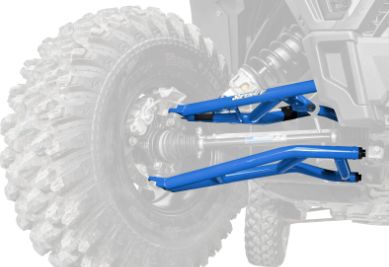 Polaris RZR XP Turbo High Clearance 1.5&quot; Forward Offset A-Arms, Ball Joint: Heavy-Duty 4340 Chromoly Steel, Color: Blue