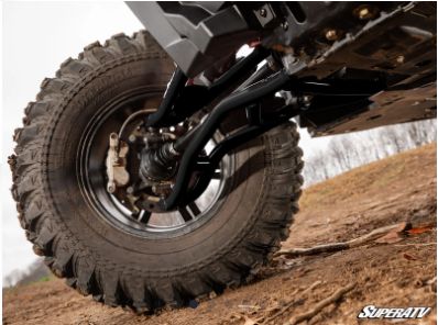 Polaris RZR XP Turbo High Clearance 2&quot; Forward Offset A-Arms, Ball Joint: Heavy-Duty 4340 Chromoly Steel, Color: Black