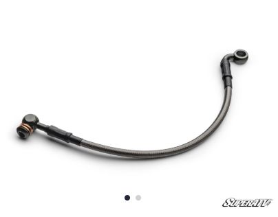 7.5 mm x 12&quot; Extended Steel-Braided Brake Line, Style: 90 Degree Banjo Fitting