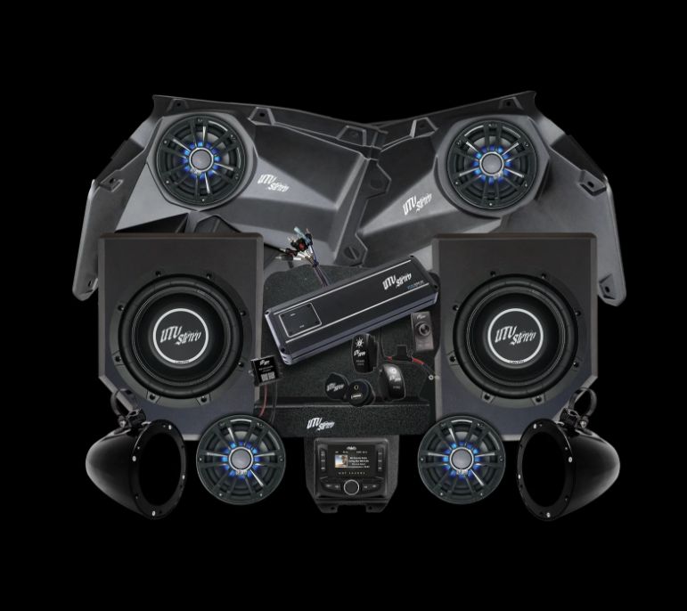 Can-Am® X3 Signature Series Stage 6 Stereo Kit, (4 Seat Models) Add Rear Sub Upgrade Kit: None (+$0), Cage Size: 1.85" Stock Cage, Select Your Source Unit: Wet Sounds® MC-2®