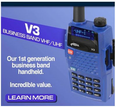 ANALOG ONLY - Rugged V3 - Business Band Two Way Handheld Radio