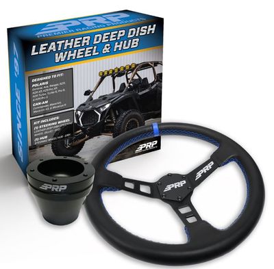 PRP DEEP DISH LEATHER STEERING WHEEL KIT WITH UTV HUB