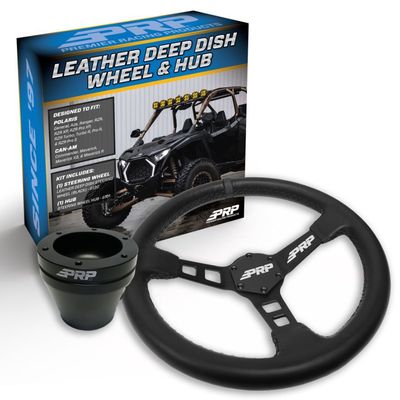 PRP DEEP DISH LEATHER STEERING WHEEL KIT WITH UTV HUB