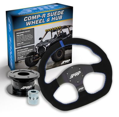 PRP SUEDE D-SHAPE STEERING WHEEL KIT WITH QUICK RELEASE HUB FOR POLARIS RZR, CAN AM X3