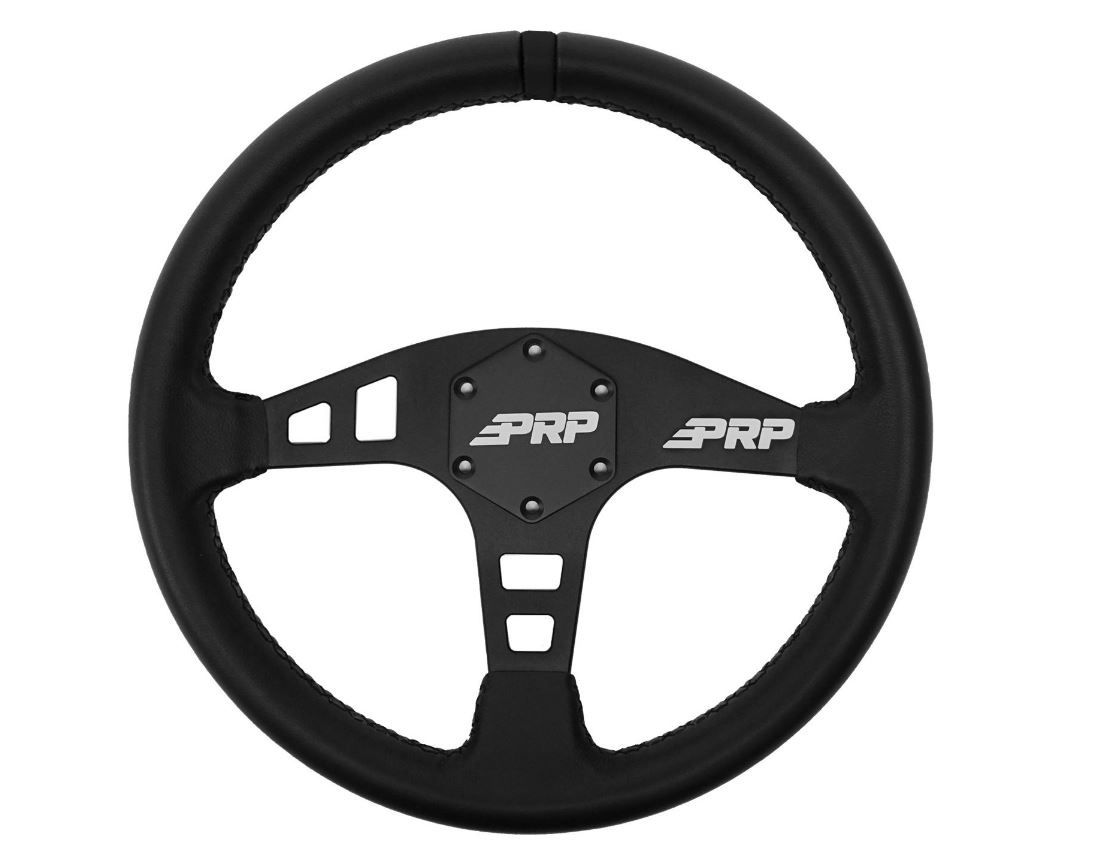 PRP FLAT LEATHER STEERING WHEEL, Color: BLACK