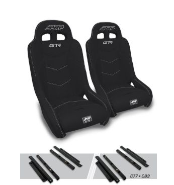 GT4 Suspension Seats Kit for Polaris General, RZR S 900, 900 Trail, Trail, XP 1000, Turbo, Turbo S (Pair), CHOOSE COLOR: Black