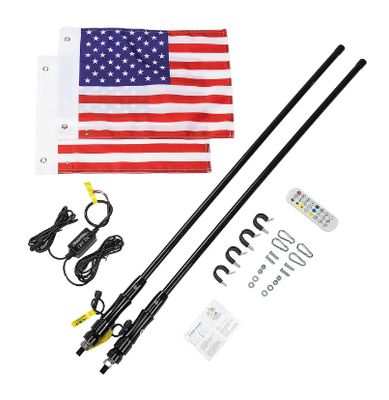 2pcs 4FT Black Limited LED Whip Light with RF Remote Control